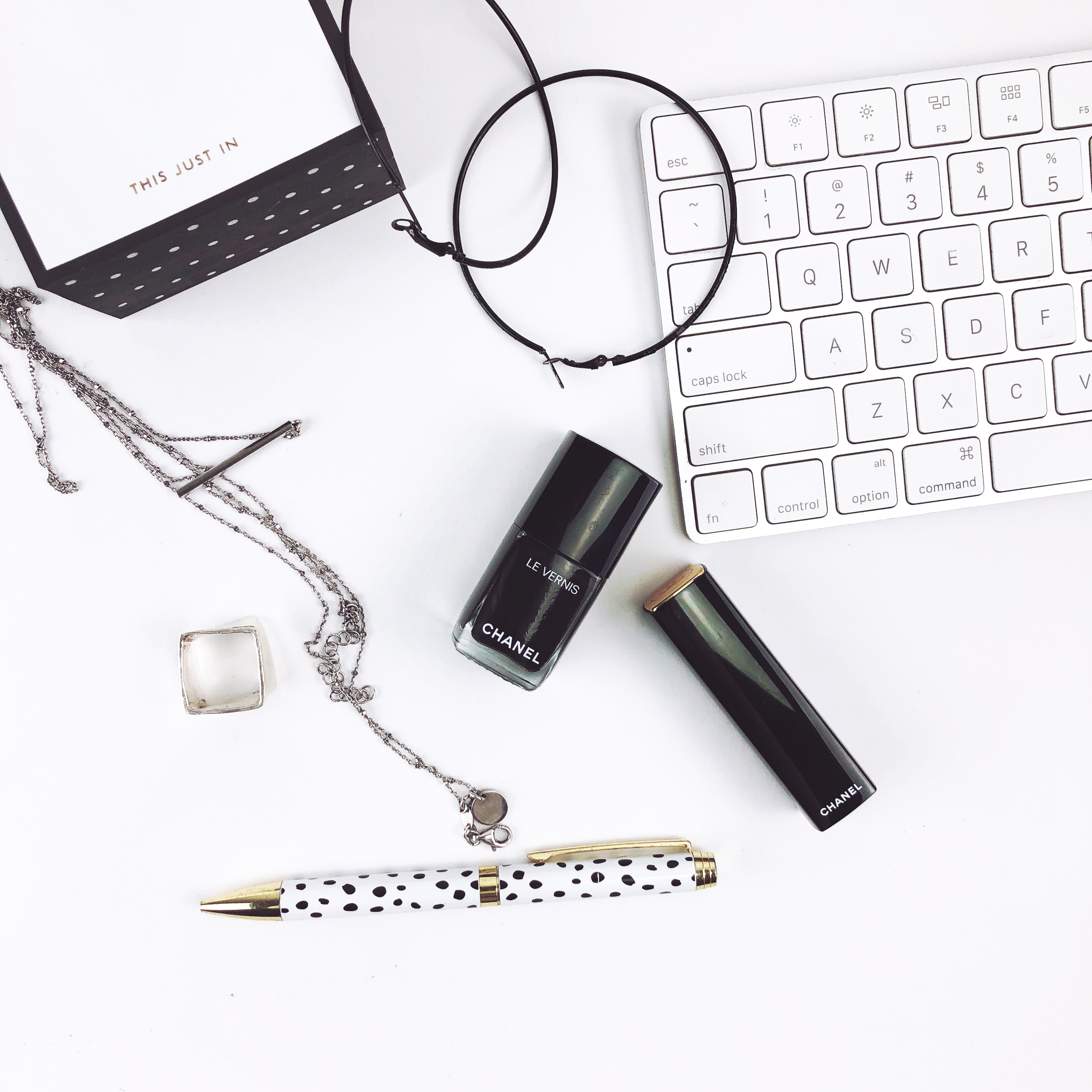 Picture of makeup and keyboard